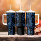 Kikorangi Maori Ta Moko Poutama Art Tumbler With Handle
