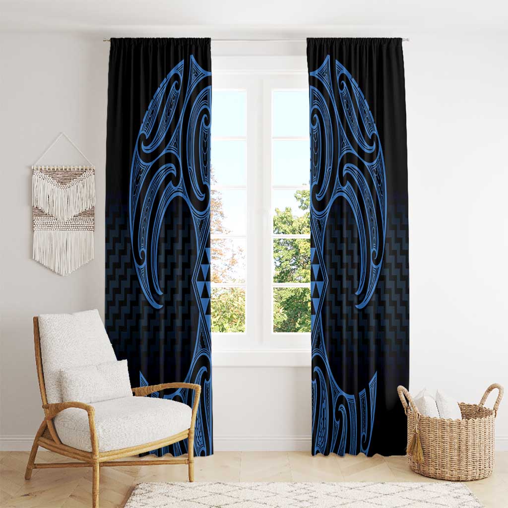 Kikorangi Maori Ta Moko Poutama Art Window Curtain