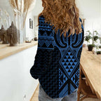 Kikorangi Maori Ta Moko Poutama Art Women Casual Shirt
