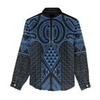 Kikorangi Maori Ta Moko Poutama Art Women Casual Shirt
