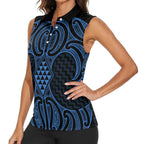 Kikorangi Maori Ta Moko Poutama Art Women Sleeveless Polo Shirt
