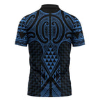 Kikorangi Maori Ta Moko Poutama Art Zipper Polo Shirt - Aussie Hoodie