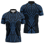 Kikorangi Maori Ta Moko Poutama Art Zipper Polo Shirt - Aussie Hoodie