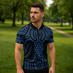 Kikorangi Maori Ta Moko Poutama Art Zipper Polo Shirt - Aussie Hoodie