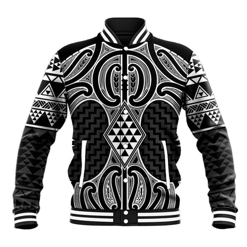 Ma Maori Ta Moko Poutama Art Baseball Jacket