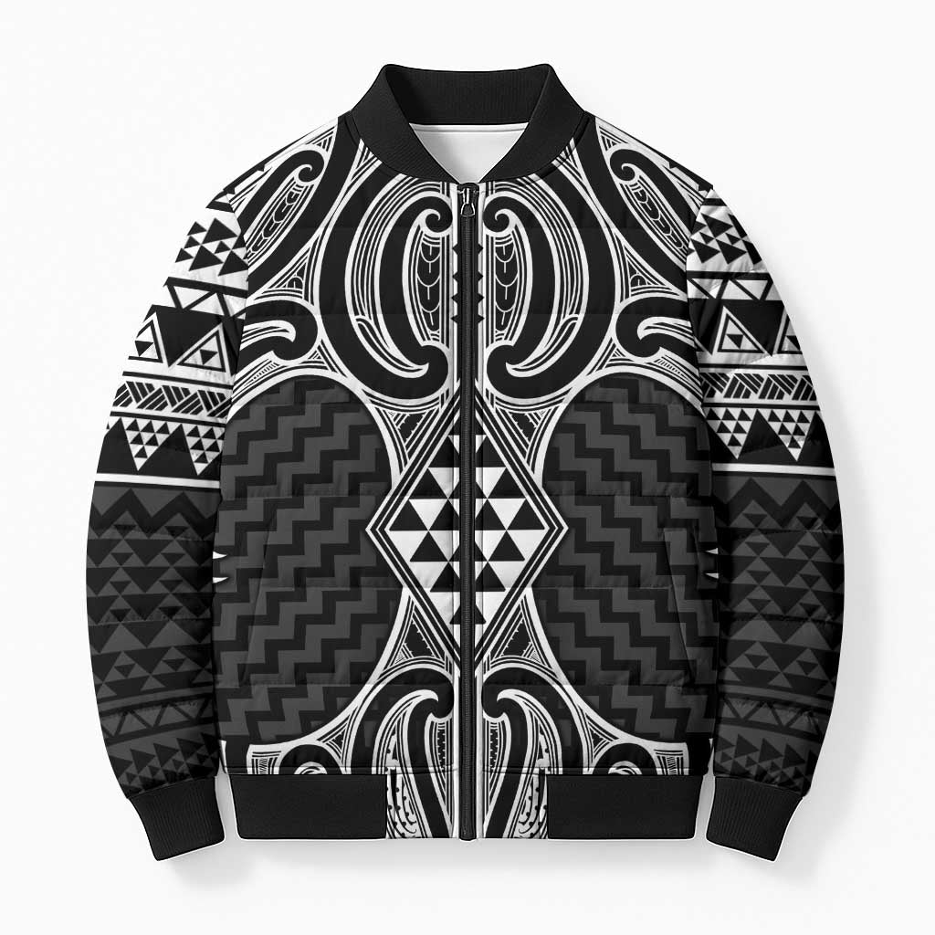 Ma Maori Ta Moko Poutama Art Bomber Puffer Jacket - Aussie Hoodie