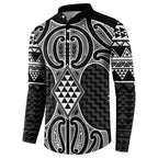 Ma Maori Ta Moko Poutama Art Button Sweatshirt