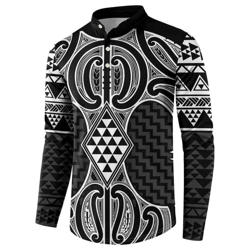 Ma Maori Ta Moko Poutama Art Button Sweatshirt