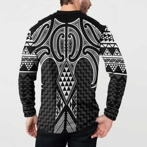 Ma Maori Ta Moko Poutama Art Button Sweatshirt