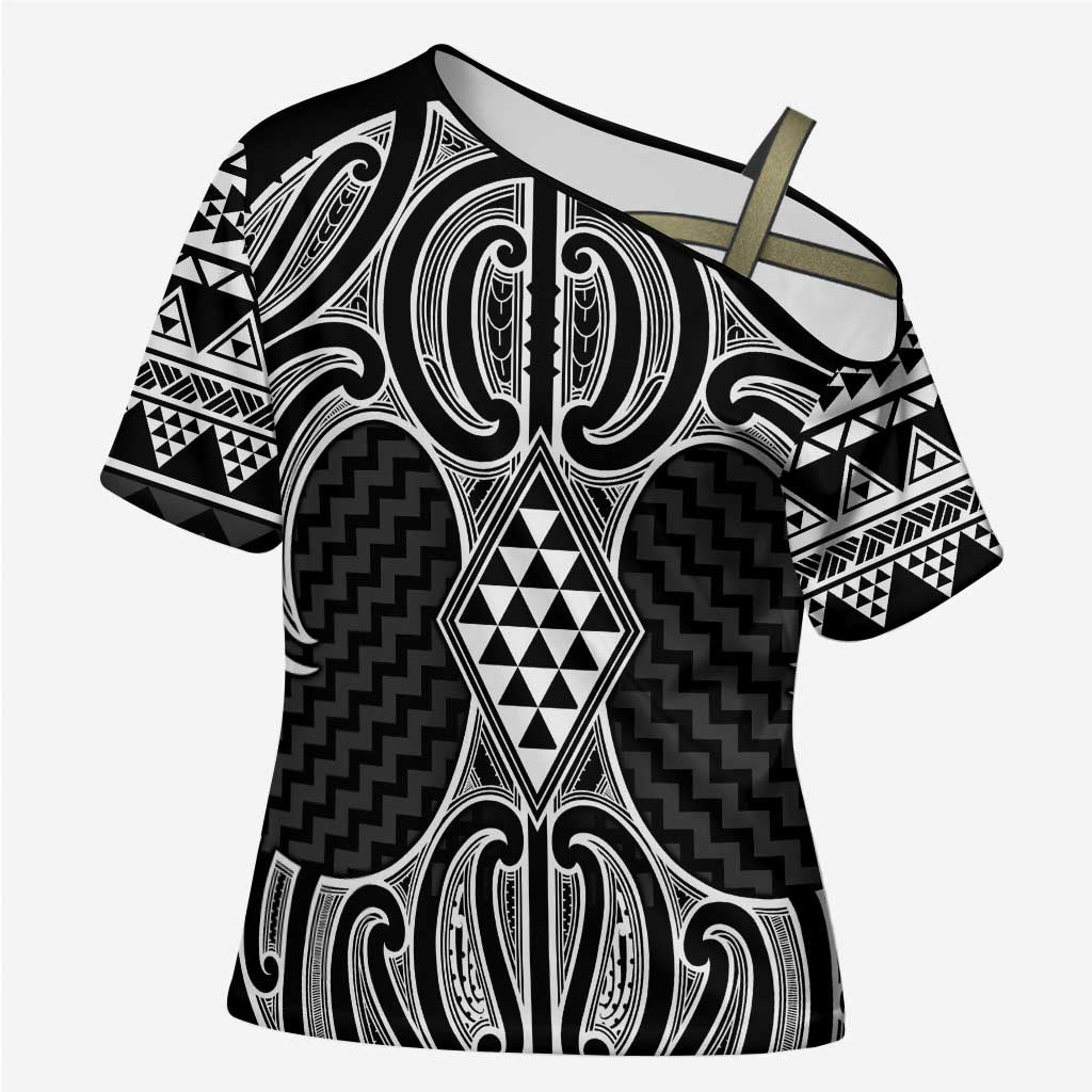 Ma Maori Ta Moko Poutama Art Cross Shoulder Shirt - Aussie Hoodie