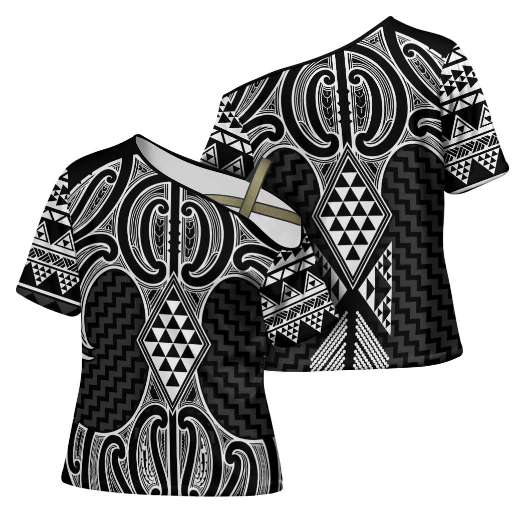Ma Maori Ta Moko Poutama Art Cross Shoulder Shirt - Aussie Hoodie
