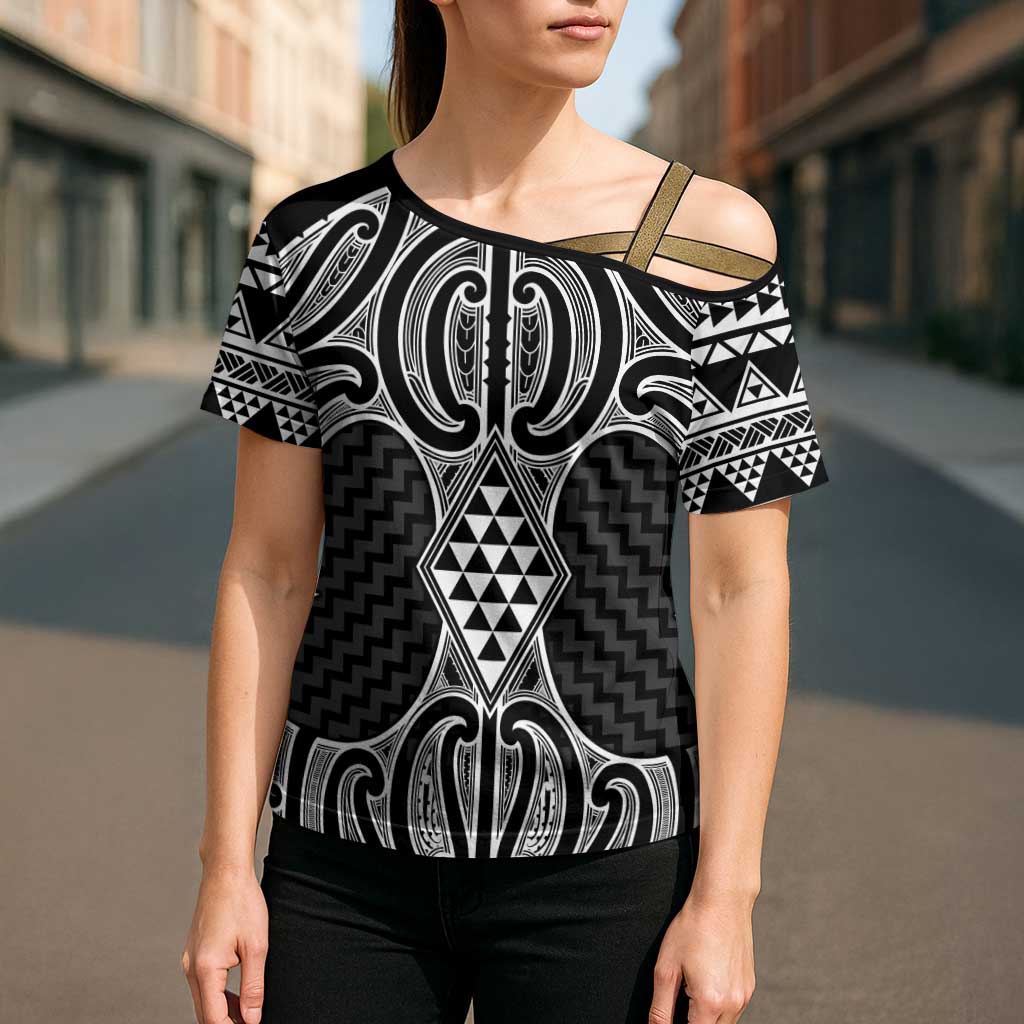 Ma Maori Ta Moko Poutama Art Cross Shoulder Shirt - Aussie Hoodie