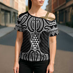 Ma Maori Ta Moko Poutama Art Cross Shoulder Shirt - Aussie Hoodie