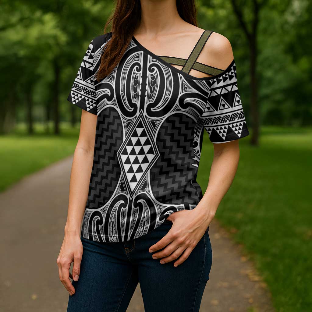 Ma Maori Ta Moko Poutama Art Cross Shoulder Shirt - Aussie Hoodie