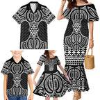 Ma Maori Ta Moko Poutama Art Family Matching Mermaid Dress and Hawaiian Shirt