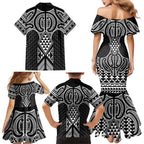 Ma Maori Ta Moko Poutama Art Family Matching Mermaid Dress and Hawaiian Shirt