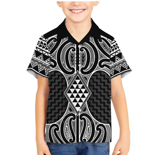 Ma Maori Ta Moko Poutama Art Family Matching Mermaid Dress and Hawaiian Shirt