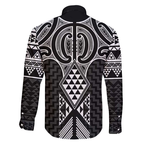 Ma Maori Ta Moko Poutama Art Family Matching Off Shoulder Maxi Dress and Hawaiian Shirt