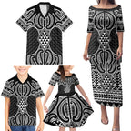 Ma Maori Ta Moko Poutama Art Family Matching Puletasi and Hawaiian Shirt