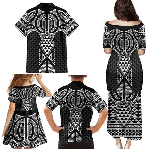 Ma Maori Ta Moko Poutama Art Family Matching Puletasi and Hawaiian Shirt