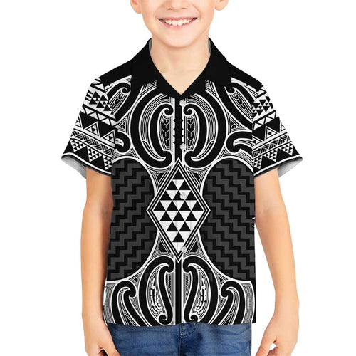 Ma Maori Ta Moko Poutama Art Family Matching Puletasi and Hawaiian Shirt