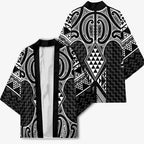 Ma Maori Ta Moko Poutama Art Kimono - Aussie Hoodie