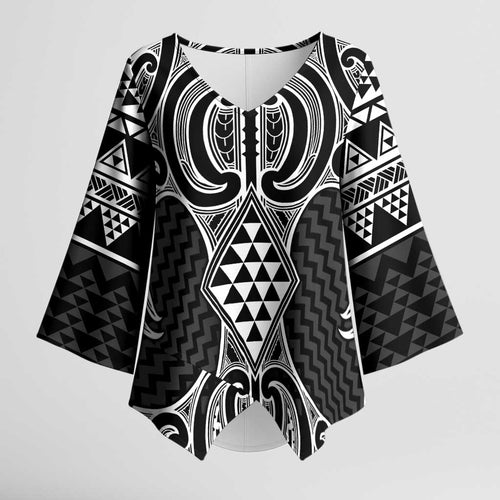 Ma Maori Ta Moko Poutama Art Kimono Sleeve Blouse - Aussie Hoodie