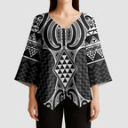 Ma Maori Ta Moko Poutama Art Kimono Sleeve Blouse - Aussie Hoodie