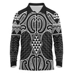 Ma Maori Ta Moko Poutama Art Long Sleeve Polo Shirt