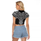 Ma Maori Ta Moko Poutama Art Raglan Cropped T Shirt