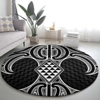 Ma Maori Ta Moko Poutama Art Round Carpet