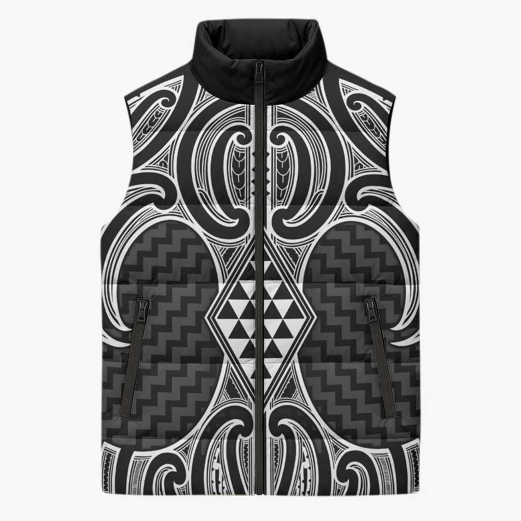 Ma Maori Ta Moko Poutama Art Sleeveless Puffer Jacket - Aussie Hoodie