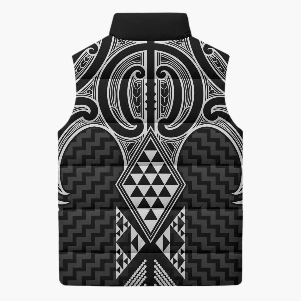 Ma Maori Ta Moko Poutama Art Sleeveless Puffer Jacket - Aussie Hoodie