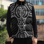 Ma Maori Ta Moko Poutama Art Sleeveless Puffer Jacket - Aussie Hoodie