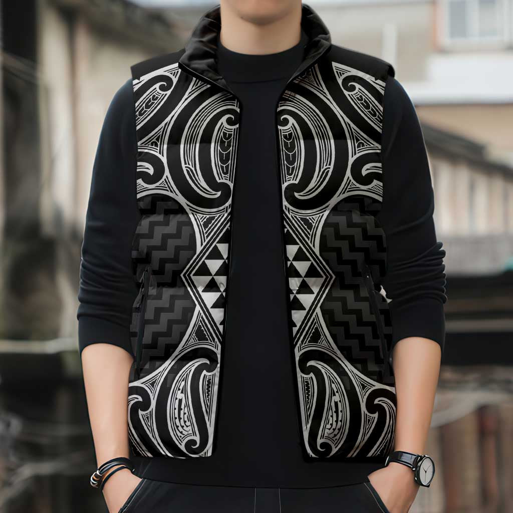 Ma Maori Ta Moko Poutama Art Sleeveless Puffer Jacket - Aussie Hoodie