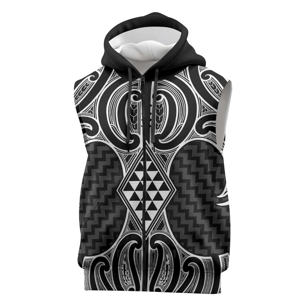Ma Maori Ta Moko Poutama Art Sleeveless Zip Hoodie LT9