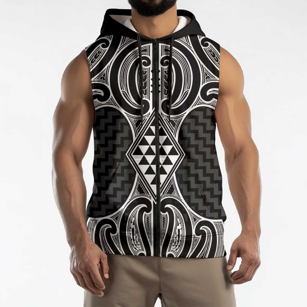 Ma Maori Ta Moko Poutama Art Sleeveless Zip Hoodie LT9
