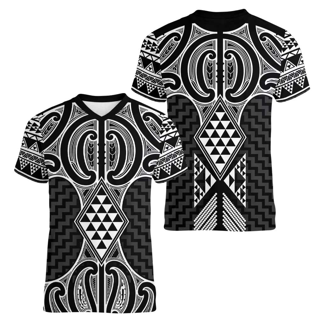 Ma Maori Ta Moko Poutama Art Women V-Neck T-Shirt