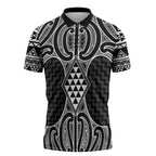 Ma Maori Ta Moko Poutama Art Zipper Polo Shirt - Aussie Hoodie