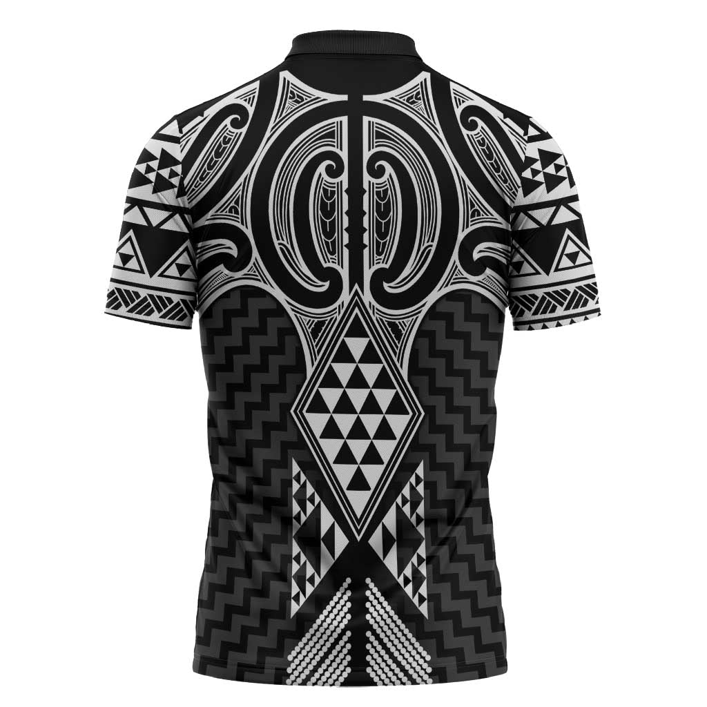 Ma Maori Ta Moko Poutama Art Zipper Polo Shirt - Aussie Hoodie