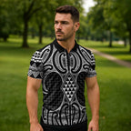 Ma Maori Ta Moko Poutama Art Zipper Polo Shirt - Aussie Hoodie