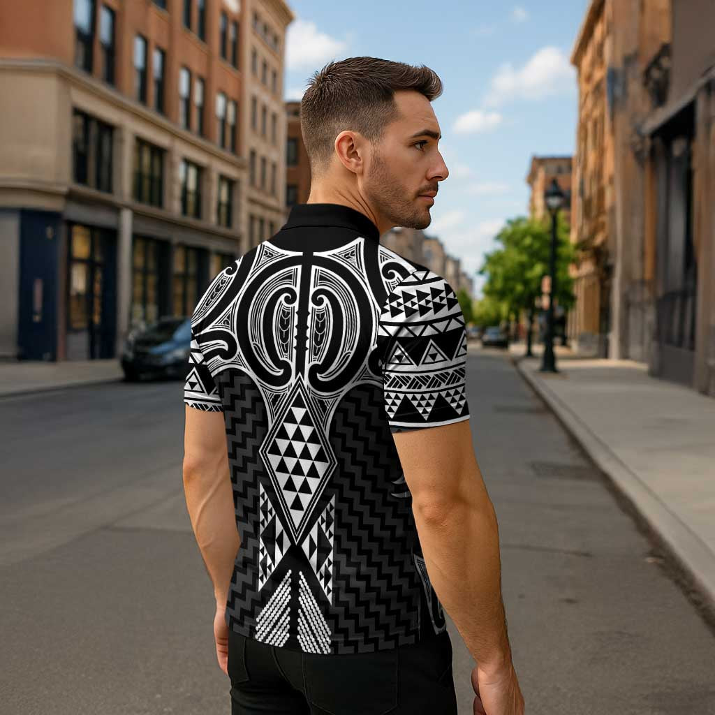 Ma Maori Ta Moko Poutama Art Zipper Polo Shirt - Aussie Hoodie