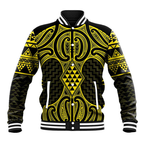 Mahi-dawg Maori Ta Moko Poutama Art Baseball Jacket