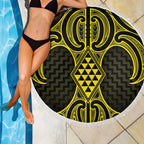 Mahi-dawg Maori Ta Moko Poutama Art Beach Blanket