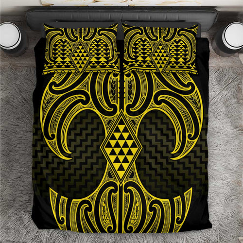 Mahi-dawg Maori Ta Moko Poutama Art Bedding Set
