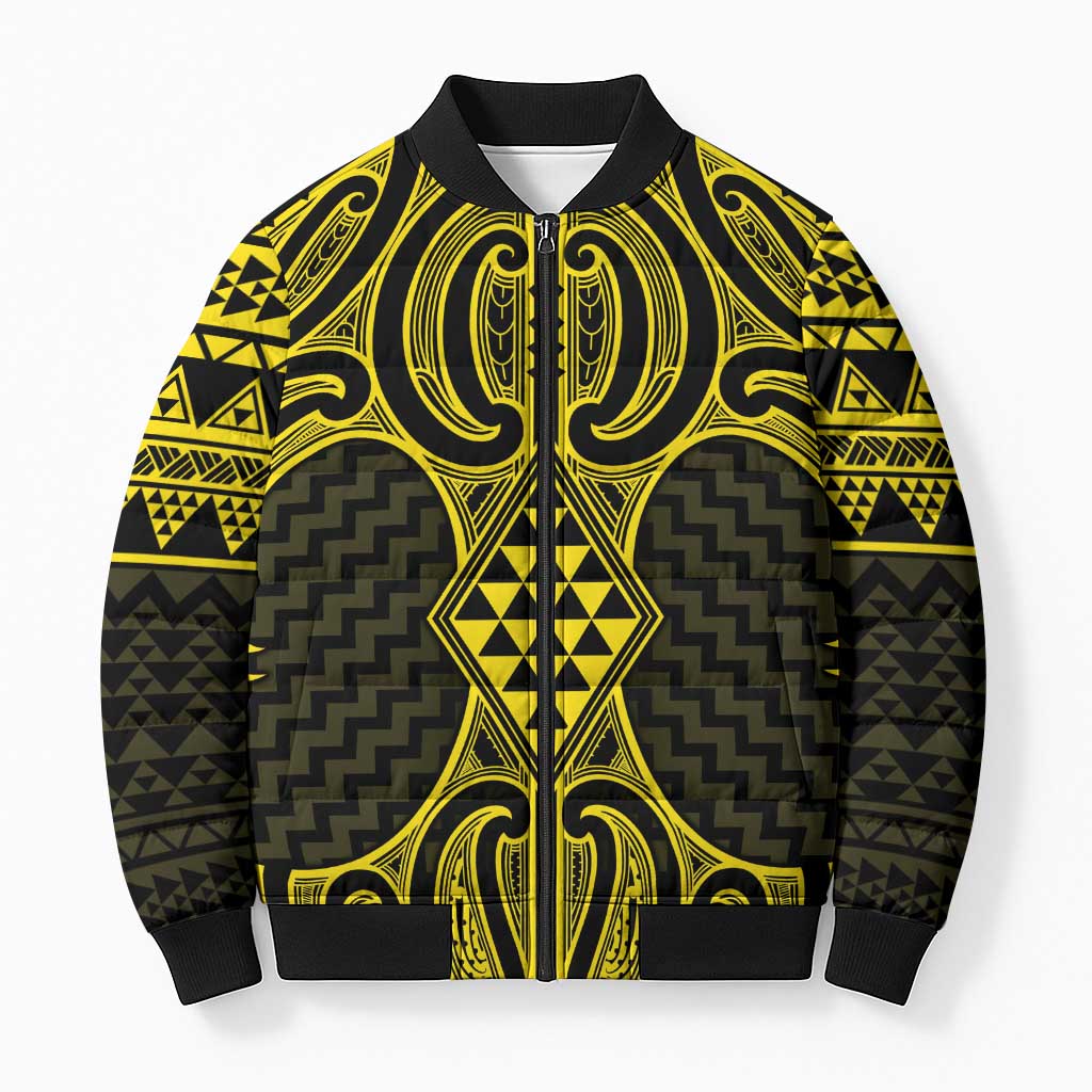 Mahi-dawg Maori Ta Moko Poutama Art Bomber Puffer Jacket - Aussie Hoodie
