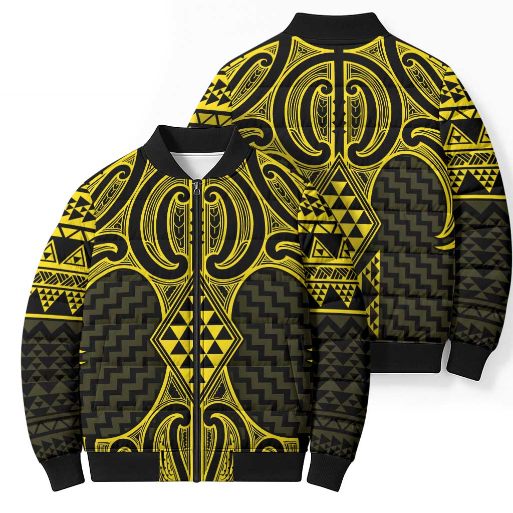 Mahi-dawg Maori Ta Moko Poutama Art Bomber Puffer Jacket - Aussie Hoodie