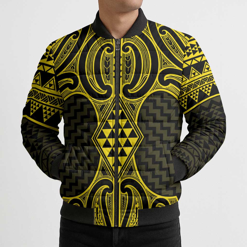 Mahi-dawg Maori Ta Moko Poutama Art Bomber Puffer Jacket - Aussie Hoodie