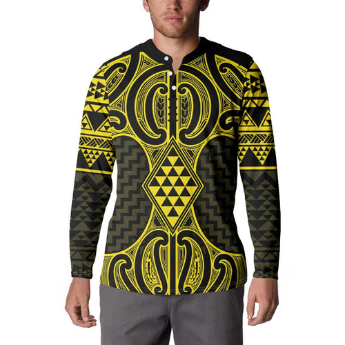 Mahi-dawg Maori Ta Moko Poutama Art Button Sweatshirt
