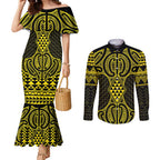 Mahi-dawg Maori Ta Moko Poutama Art Couples Matching Mermaid Dress and Long Sleeve Button Shirt